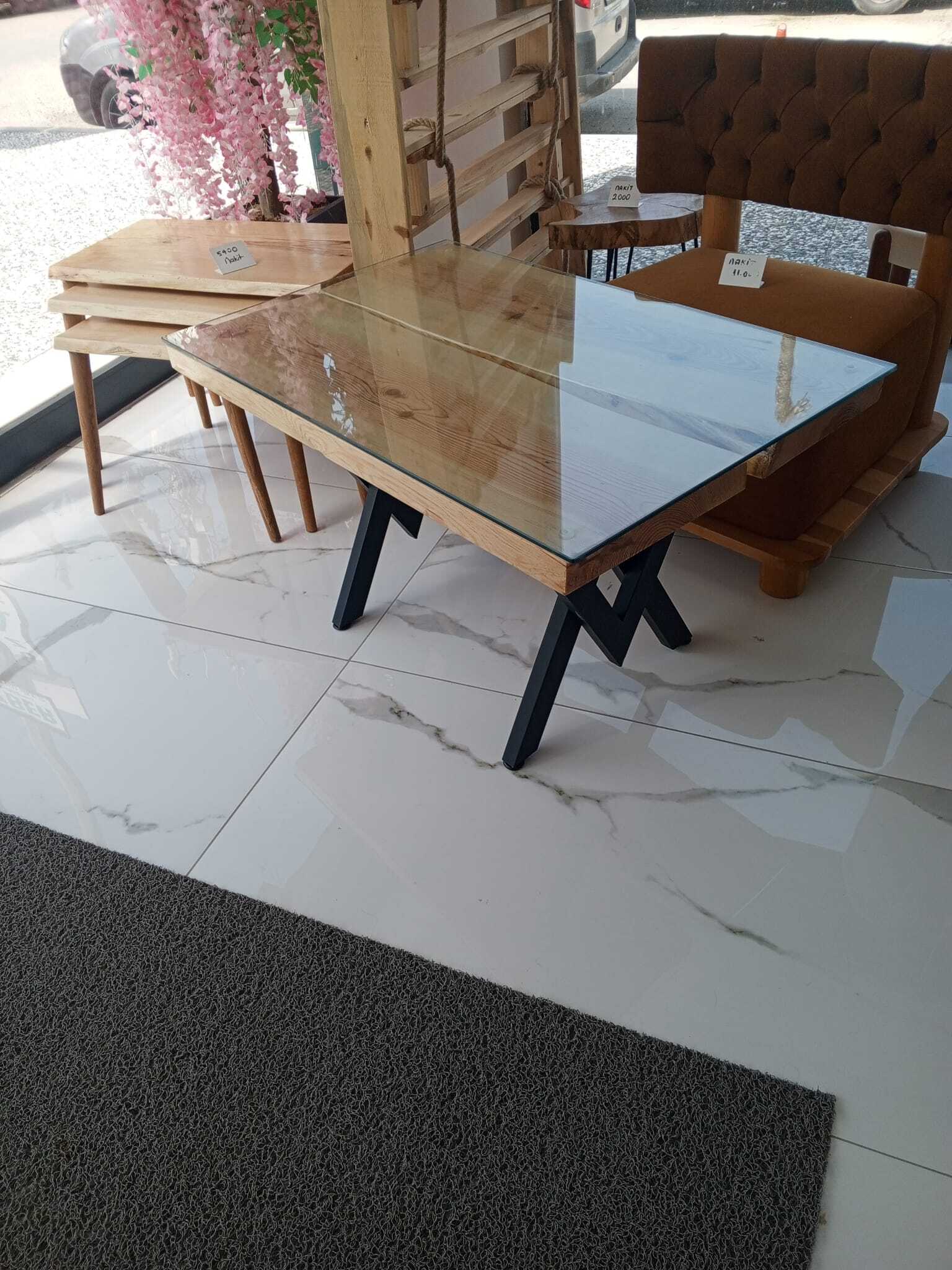 Ahşap Camlı Orta Sehpa